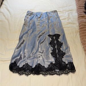 Elegant Black and Silver Lace Trim Skirt